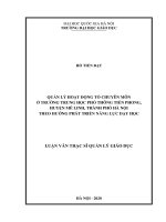 Quản lý hoạt động tổ chuyên môn ở trường trung học phổ thông tiền phong, huyện mê linh, thành phố hà nội theo hướng phát triển năng lực dạy học 