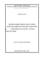 Đánh giá hiện trạng chất lượng nước mặt một số vùng đất ngập nước ở vườn quốc gia lò gò   xa mát, tỉnh tây ninh​ 
