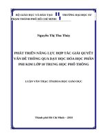 Phát triển năng lực hợp tác giải quyết vấn đề thông qua dạy học hóa học phần phi kim lớp 10 trung học phổ thông​ 