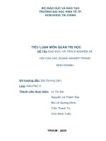 Tiểu luận môn quản trị học đạo đức và trách nhiệm xã hội của các doanh nghiệp trong kinh doanh 