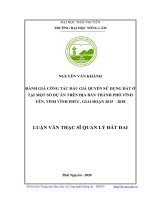 Đánh giá công tác đấu giá quyền sử dụng đất ở tại một số dự án trên địa bàn thành phố vĩnh yên tỉnh vĩnh phúc giai đoạn 2015 2018