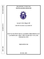 Bảo vệ người sử dụng lao động theo pháp luật lao động qua thực tiễn tại huyện văn lâm, tỉnh hưng yên 