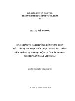 luận án tiến sĩ các nhân tố ảnh hưởng đến thực hiện kế toán quản trị chiến lược và sự tác động đến thành quả hoạt động của các doanh nghiệp sản xuất việt nam 