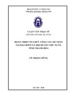 Hoàn thiện tổ chức công tác kế toán tại bảo hiểm xã hội huyện như xuân, tỉnh thanh hóa 