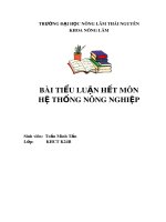 Bài tiểu luận môn Hệ thống nông nghiệp