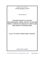 Tích hợp nội dung giáo dục biến đổi khí hậu, phòng tránh và giảm nhẹ thiên tai trong dạy học địa lý 12 trung học phổ thông ở tỉnh điện biên