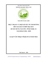 Thực trạng và một số yếu tố ảnh hưởng đến giá đất ở trên địa bàn huyện hưng nguyên tỉnh nghệ an giai đoạn 2016 2018