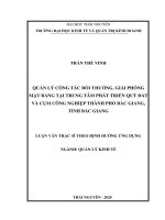 Quản lý công tác bồi thường giải phóng mặt bằng tại trung tâm phát triển quỹ đất và cụm công nghiệp thành phố bắc giang tỉnh bắc giang