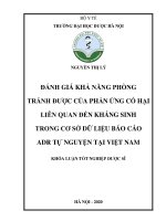 Đánh giá khả năng phòng tránh được của phản ứng có hại liên quan đến kháng sinh trong cơ sở dữ liệu báo cáo adr tự nguyện tại việt nam 
