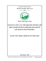 Đánh giá công tác thu hồi bồi thường hỗ trợ tại một số dự án trên địa bàn huyện lập thạch tỉnh vĩnh phúc