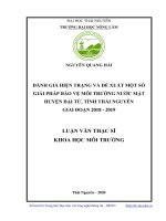 Đánh giá hiện trạng và đề xuất một số giải pháp bảo vệ môi trường nước mặt huyện đại từ, tỉnh thái nguyên giai đoạn 2018 2019