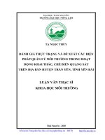 Đánh giá thực trạng và đề xuất các biện pháp quản lý môi trường trong hoạt động khai thác, chế biến quặng sắt trên địa bàn huyện trấn yên, tỉnh yên bái