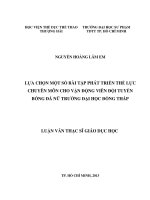 lựa chọn một số bài tập phát triển thể lực chuyên môn cho vận động viên đội tuyển bóng đá nữ trường đại học đồng tháp 