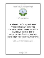 Khảo sát mức độ phù hợp với hướng dẫn điều trị trong kê đơn cho bệnh nhân đái tháo đường typ 2 được quản lý ngoại trú tại bệnh viện nội tiết trung ương 