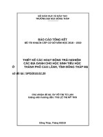 Thiết kế các hoạt động trải nghiệm các địa danh cho học sinh tiểu học ở thành phố cao lãnh, tỉnh đồng tháp 