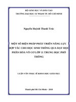 Một số biện pháp phát triển năng lực hợp tác cho học sinh thông qua dạy học phần hóa vô cơ lớp 11 trung học phổ thông​ 