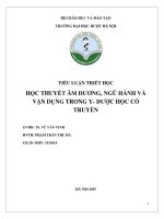 Bài tiểu luận triết học học thuyết âm dương, ngũ hành và vận dụng trong y, dược học cổ truyền  