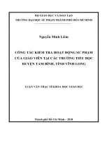 Công tác kiểm tra hoạt động sư phạm của giáo viên tại các trường tiểu học huyện tam bình, tỉnh vĩnh long​ 