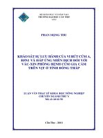 khảo sát sự lưu hành của virut cúm a h5n1 và đáp ứng miễn dịch đối với vác xin phòng bệnh cúm gia cầm trên vịt ở tỉnh đồng tháp 