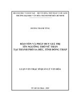 bảo tồn và phát huy giá trị tín ngưỡng thờ nữ thần tại thành phố sa đéc, tỉnh đồng tháp 