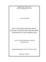 quản lý hoạt động bồi dưỡng đội ngũ giáo viên các trường trung học phổ thông ở thành phố cao lãnh, tỉnh đồng tháp 