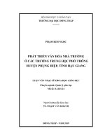 phát triển văn hóa nhà trường ở các trường trung học phổ thông huyện phụng hiệp, tỉnh hậu giang 