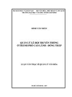quản lý lễ hội truyền thống ở thành phố cao lãnh   đồng tháp 