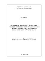 Quản lý hoạt động dạy học môn hóa học theo định hướng phát triển năng lực học sinh trường trung học phổ thông vân tảo, huyện thường tín, thành phố hà nội 
