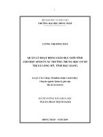 quản lý hoạt động giáo dục giới tính cho học sinh ở các trường trung học cơ sở thị xã long mỹ, tỉnh hậu giang 