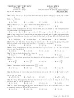 Tìm tất cả các giá trị thực của tham số m để thể tích khối tứ diện ABCD bằng 10?. Thể tích của khối.