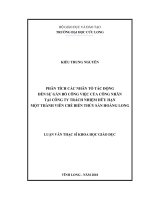 phân tích các nhân tố tác động đến sự gắn bó công việc của công nhân tại công ty trách nhiệm hữu hạn một thành viên chế biến thủy sản hoàng long 