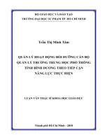 Quản lý hoạt động bồi dưỡng cán bộ quản lý trường trung học phổ thông theo tiếp cận 