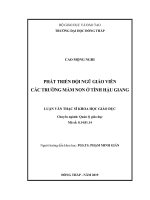 phát triển đội ngũ giáo viên các trường mầm non ở tỉnh hậu giang 