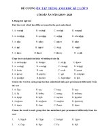 Tải Đề cương ôn tập tiếng Anh lớp 9 học kì 2 năm 2019 - 2020 - Đề thi học kì 2 lớp 9 môn tiếng Anh có đáp án