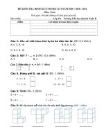 ĐỀ KIỂM TRA CUỐI học kì i môn TOÁN kết nối năm học 20 21 