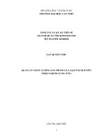 Tóm tắt luận án Tiến sĩ Quản trị kinh doanh: Quản lý chất lượng sản phẩm lúa gạo Tài Nguyên theo chuỗi cung ứng