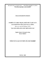 Nghiên cứu hiện trạng, phân bố và đề xuất giải pháp bảo tồn loài nai cà tông (rucervus eldii mclelland, 1842 tại cộng hòa dân chủ nhân dân lào TT 