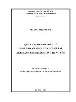 Quản trị rủi ro pháp lý đảm bảo an ninh con người tại agribank chi nhánh tỉnh hưng yên 