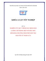 Nghiên cứu quy trình xác định hàm lượng chì trong một số mẫu son môi bằng phương pháp phổ hấp thụ nguyên tử ngọn lửa​ 