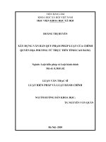 Xây dựng văn bản quy phạm pháp luật của chính quyền địa phương từ thực tiễn tỉnh cao bằng 