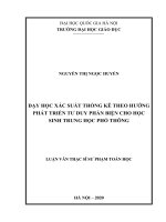 Dạy học xác suất thống kê theo hướng phát triển tư duy phản biện cho học sinh trung học phổ thông 