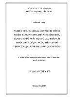 Nghiên cứu, đánh giá một số chỉ tiêu ô nhiễm bằng phương pháp mô hình hóa, làm cơ sở đề xuất một số giải pháp cải thiện chất lượng nước biển ven bờ vịnh cửa lục, vịnh hạ long, quảng ninh 