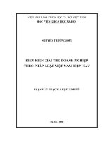 ĐIỀU KIỆN GIẢI THỂ DOANH NGHIỆP THEO PHÁP LUẬT VIỆT NAM HIỆN NAY 