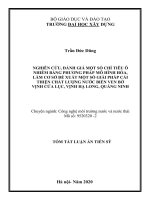 Nghiên cứu, đánh giá một số chỉ tiêu ô nhiễm bằng phương pháp mô hình hóa, làm cơ sở đề xuất một số giải pháp cải thiện chất lượng nước biển ven bờ vịnh cửa lục, vịnh hạ long, quảng ninh tt 