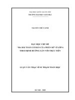 Dạy học chủ đề “ba bài toán cơ bản của phân số” ở lớp 6 theo định hướng gắn với thực tiễn  
