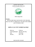 Đánh giá hiện trạng môi trường nước thải sinh hoạt tại công ty trách nhiệm hữu hạn sung IL vina, khu công nghệp quế võ, xã phượng mao, huyện quế võ, tỉnh bắc ninh 