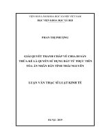 Giải quyết tranh chấp về chia di sản  thừa kế là quyền sử dụng đất từ thực tiễn tòa án nhân dân tỉnh thái nguyên 