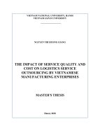 The impact of service quality and cost on logistics service outsourcing by vietnamese manufacturing enterprises 