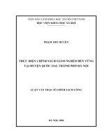 Thực hiện chính sách giảm nghèo bền vững tại huyện quốc oai, thành phố hà nội 