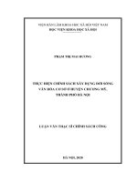 Thực hiện chính sách xây dựng đời sống văn hóa cơ sở ở huyện chương mỹ, thành phố hà nội 